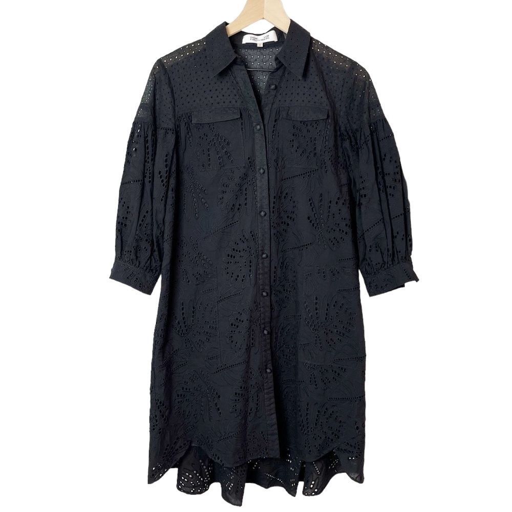Diane Von Furstenberg Eyelet Shirt Dress size Small